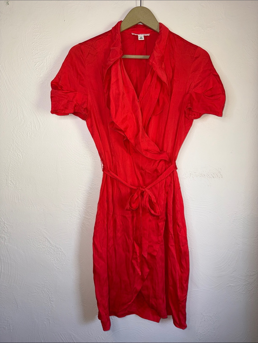Banana Republic 2009 Red Silk Wrap Dress Size 10